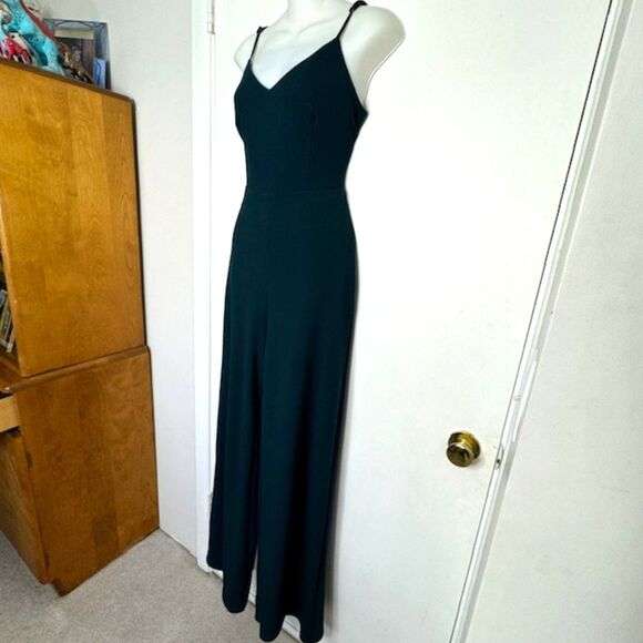 LULUS DARK TEAL GREEN OPEN BACK WIDE LEG JUMPSUIT SIZE MEDIUM NWT - Picture 6 of 15